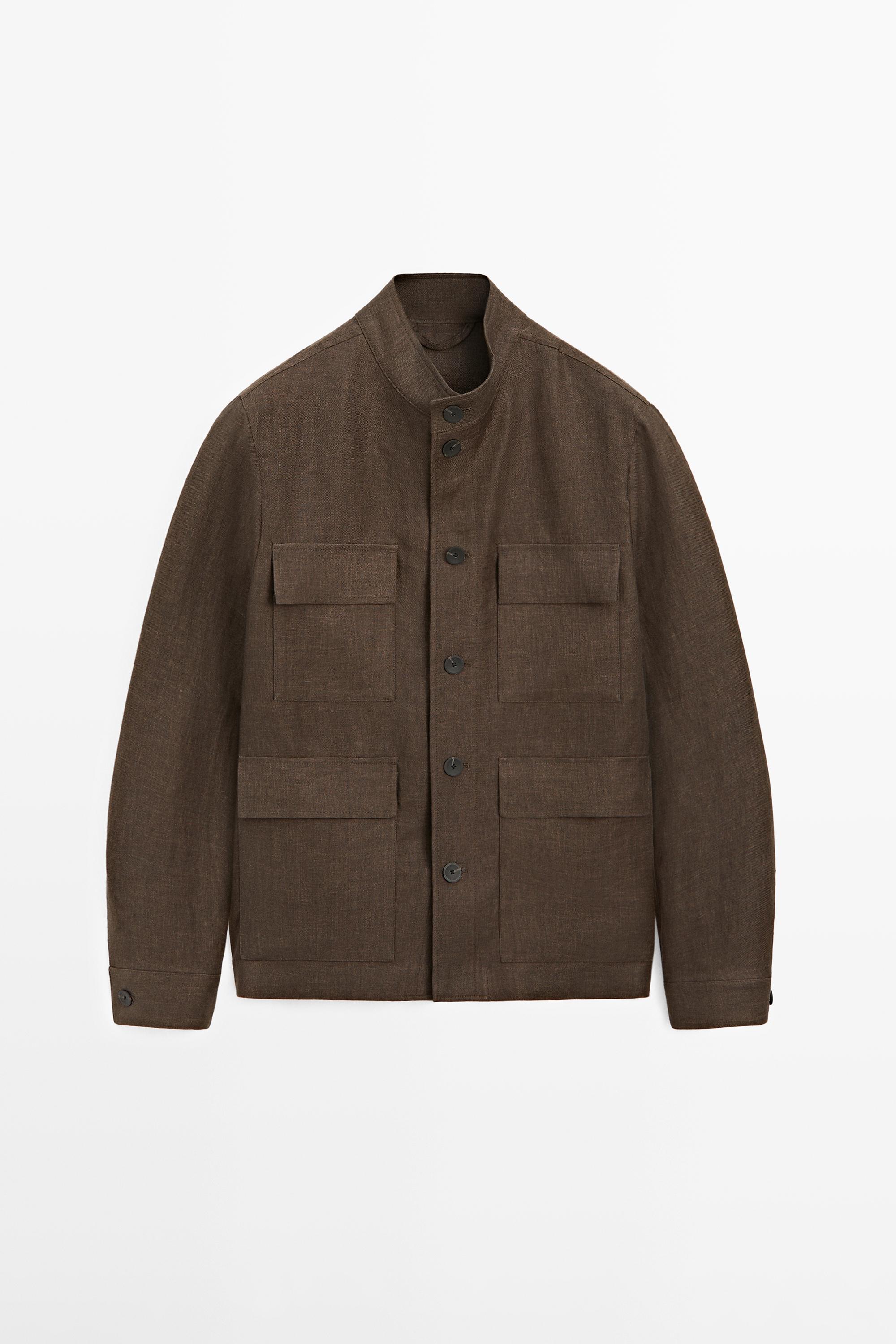 Total look faded linen overshirt